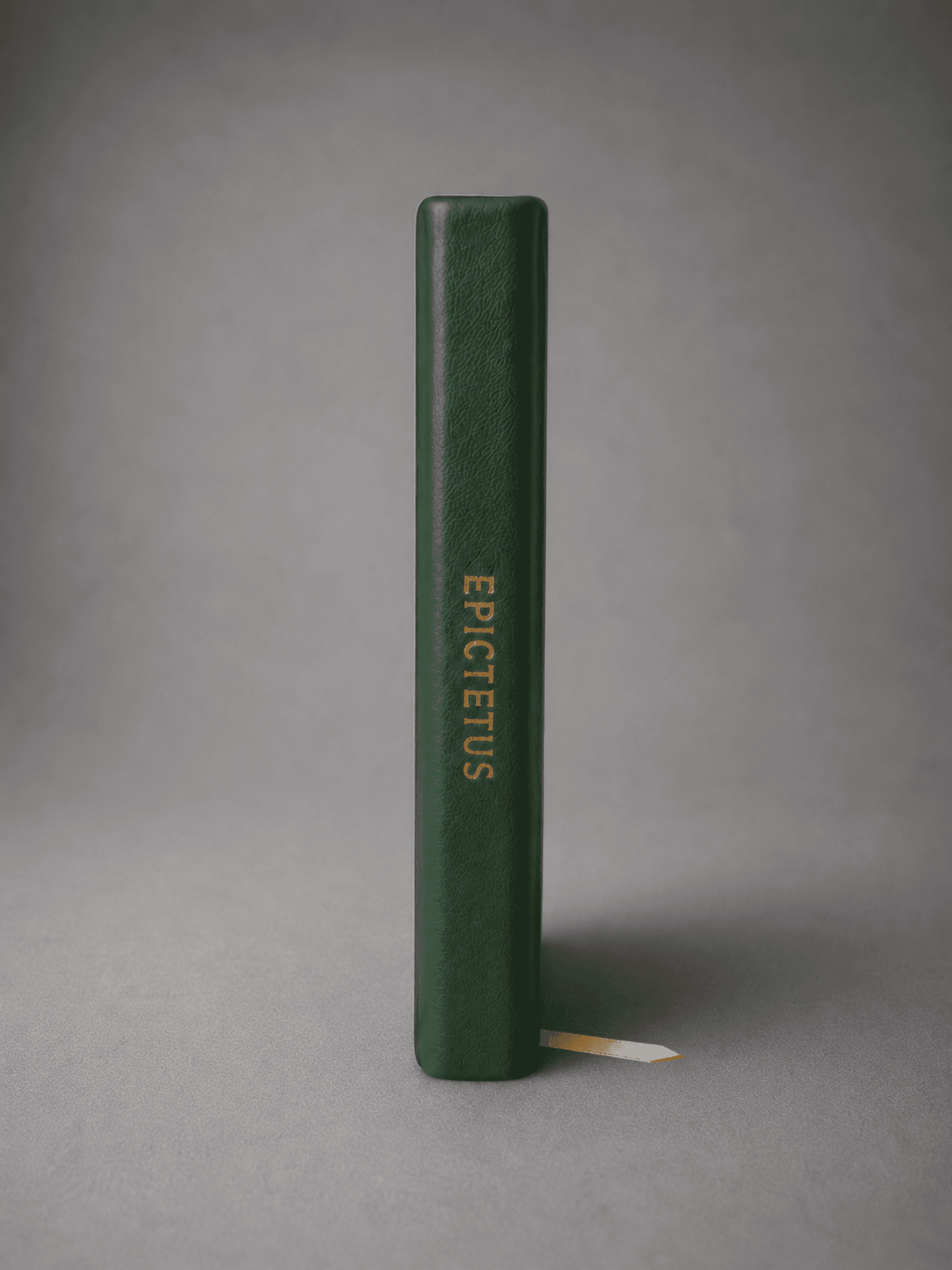 Gold-detailed spine of the Epictetus edition