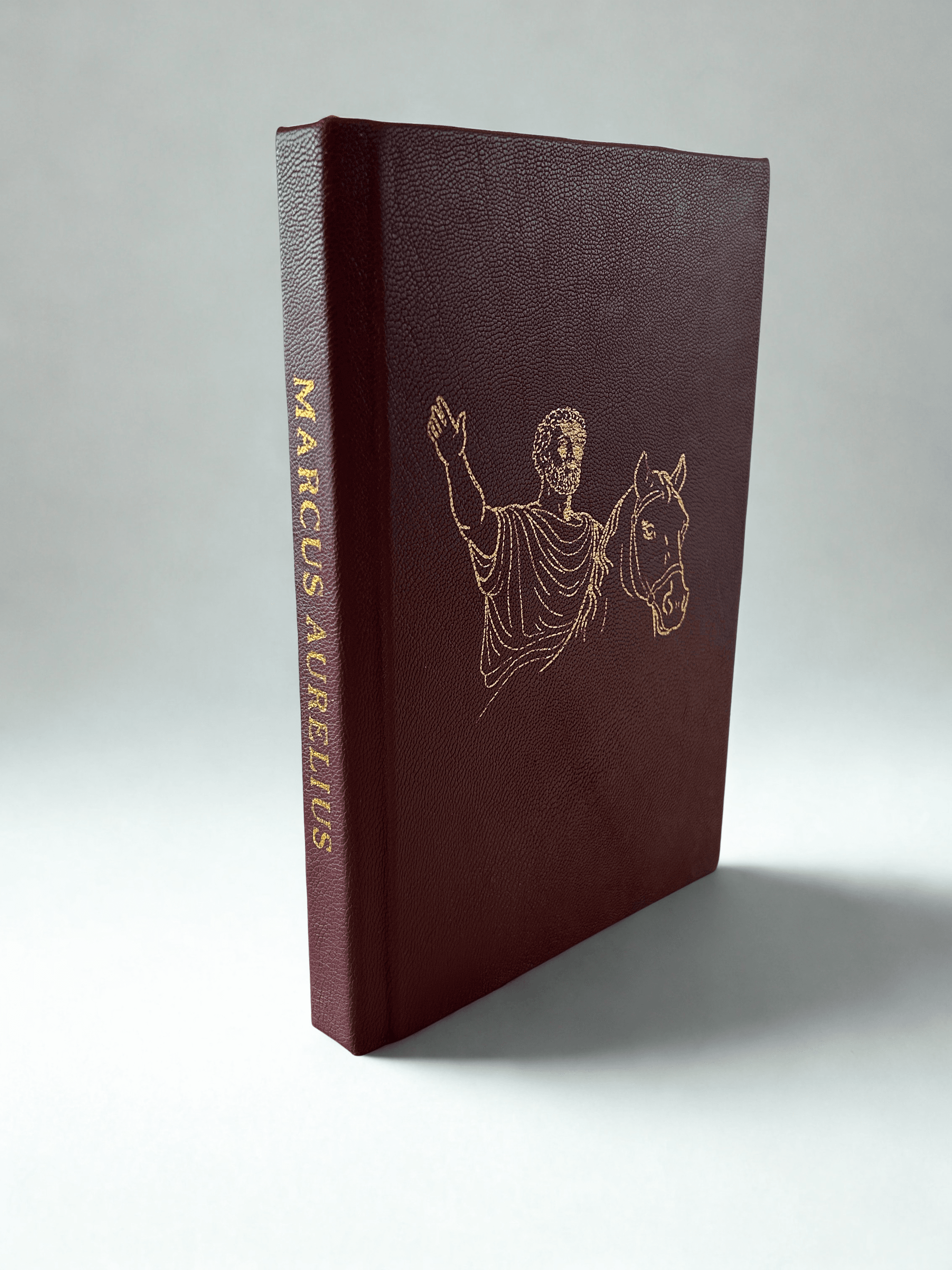 Meditations by Marcus Aurelius rebound in red leather