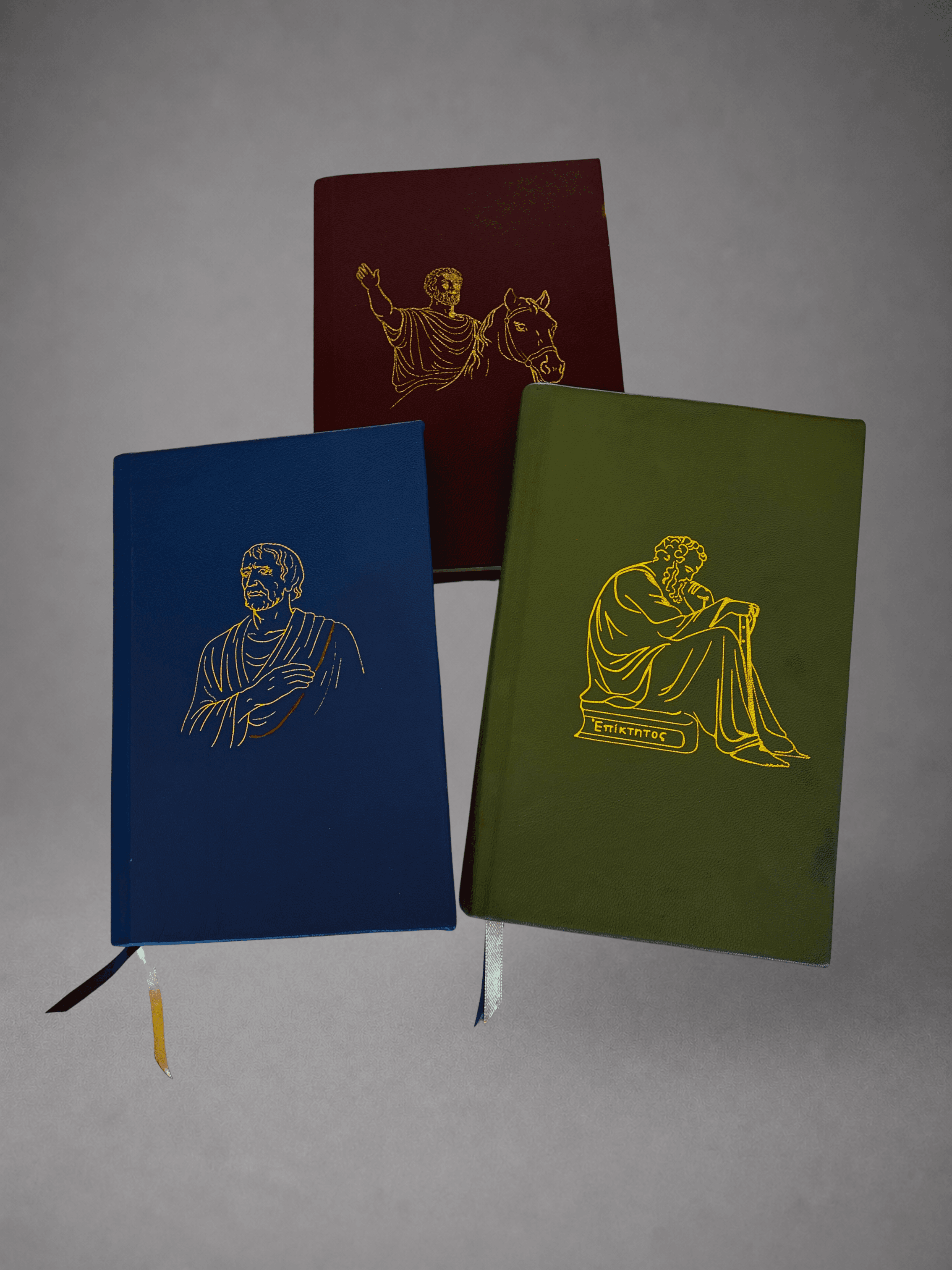 Marcus Aurelius, Seneca, and Epictetus leather editions